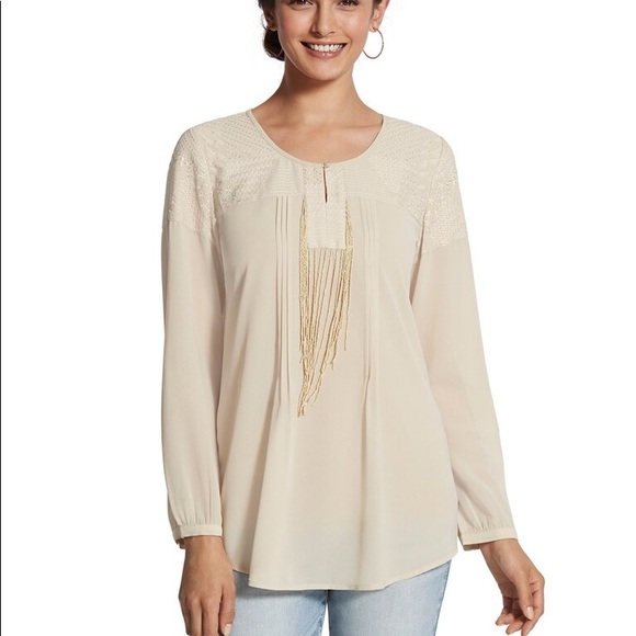 Chico's Tops - Sold {Chico’s} Zoe Fringe Accent Blouse
